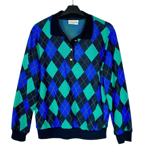 Vintage Harlequin Sweater Polo Argyle Retro - Picture 1 of 5